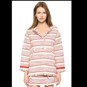 Thakoon Red and White Striped Knit Hoodie Sweater